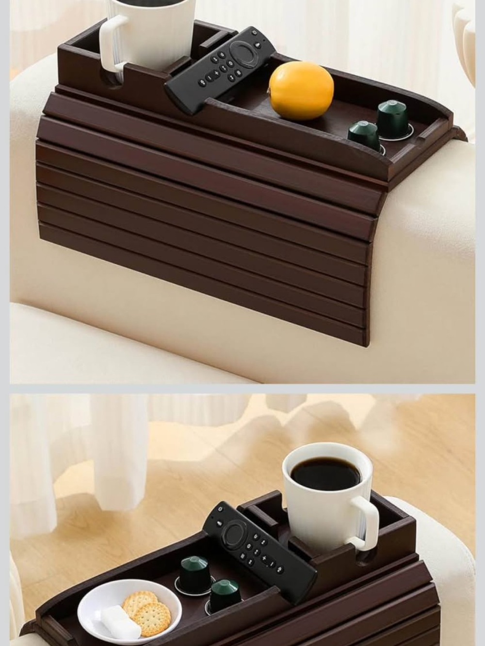 4 pcs bamboo couch cup holder arm tray table new